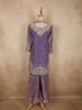 Muted Lavender Floral Zari Embroidered Design Organza Palazzo Suit with Dupatta