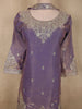 Muted Lavender Floral Zari Embroidered Design Organza Palazzo Suit with Dupatta