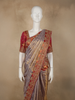Muted Lavender Grey Floral Zari Woven Design Pure Kanchipuram Silk Saree with Aari Handmade Work Blouse