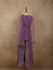 Muted Lavender Purple Floral Sequins and Beads Embroidered Design Organza Kids Palazzo Suit