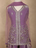 Muted Lavender Purple Floral Sequins and Beads Embroidered Design Organza Kids Palazzo Suit