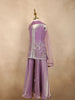 Muted Lavender Purple Floral Sequins and Beads Embroidered Design Organza Kids Palazzo Suit
