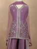 Muted Lavender Purple Floral Sequins and Beads Embroidered Design Organza Kids Palazzo Suit