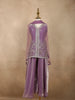 Muted Lavender Purple Floral Sequins and Beads Embroidered Design Organza Kids Palazzo Suit