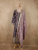 Muted Lavender Purple Floral Zari and Mirror Embroidered Design Tissue Organza Salwar Suit
