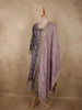 Muted Lavender Purple Floral Zari and Mirror Embroidered Design Tissue Organza Salwar Suit