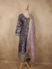 Muted Lavender Purple Floral Zari and Mirror Embroidered Design Tissue Organza Salwar Suit