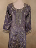 Muted Lavender Purple Floral Zari and Mirror Embroidered Design Tissue Organza Salwar Suit