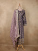 Muted Lavender Purple Floral Zari and Mirror Embroidered Design Tissue Organza Salwar Suit