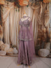 Muted Lavender Purple Heavy Sequins and Beads Embroidered Design Tissue Silk Peplum Palazzo Suit with Matching Choker Dupatta