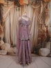 Muted Lavender Purple Heavy Sequins and Beads Embroidered Design Tissue Silk Peplum Palazzo Suit with Matching Choker Dupatta