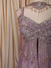 Muted Lavender Purple Heavy Sequins and Beads Embroidered Design Tissue Silk Peplum Palazzo Suit with Matching Choker Dupatta