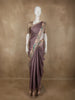 Muted Mauve Purple Striped Woven Design Tussar Saree with Contrast Animal Motif Border