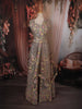 Muted Mocha Brown Floral Thread and Mirror Embroidered Design Net Lehenga with Dupatta