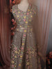 Muted Mocha Brown Floral Thread and Mirror Embroidered Design Net Lehenga with Dupatta