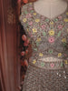 Muted Mocha Brown Floral Thread and Mirror Embroidered Design Net Lehenga with Dupatta