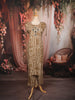 Muted Olive Brown Geometric Line Mirror and Thread Embroidered Design Cotton Palazzo Suit