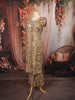 Muted Olive Brown Geometric Line Mirror and Thread Embroidered Design Cotton Palazzo Suit