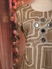 Muted Olive Brown Geometric Line Mirror and Thread Embroidered Design Cotton Palazzo Suit