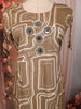 Muted Olive Brown Geometric Line Mirror and Thread Embroidered Design Cotton Palazzo Suit