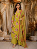Muted Olive Green Floral Printed Design Cotton Straight Cut Salwar Suit with Dupatta
