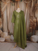Muted Olive Green Floral Thread Embroidered Design Cotton Straight Cut Salwar Suit with Dupatta