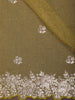 Muted Olive Green Floral Zari Embroidered Design Tissue Organza Fancy Saree with Designer Border