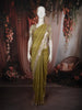 Muted Olive Green Floral Zari Embroidered Design Tissue Organza Fancy Saree with Designer Border