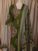 Muted Olive Green Kalamkari Printed Design Cotton Straight Cut Salwar Suit with Dupatta