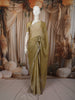 Muted Olive Green Vertical Striped Beads Embroidered Design Pure Tissue Silk Party Wear Saree with Designer Border