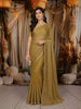 Muted Olive Green Vertical Striped Beads Embroidered Design Pure Tissue Silk Party Wear Saree with Designer Border