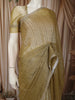 Muted Olive Green Vertical Striped Beads Embroidered Design Pure Tissue Silk Party Wear Saree with Designer Border