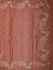 Muted Peach Floral Thread Embroidered Design Pure Tussar Saree with Lace Border