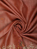 Muted Peach Floral Thread Embroidered Design Pure Tussar Saree with Lace Border