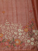 Muted Peach Floral Thread Embroidered Design Pure Tussar Saree with Lace Border