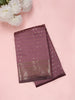 Muted Plum Wine Purple Butta Zari Woven Design Semi Silk Saree with Floral Border