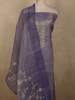 Muted Purple Floral Embroidered Design Tissue Unstitched Salwar Material with Dupatta
