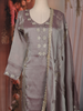 Muted Purple Floral Embroidered Tissue Organza Salwar Suit with Dupatta