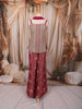 Muted Raspberry Pink Abstract Sequins and Beads Embroidered Design Banarasi Party Wear Palazzo Suit with Matching Dupatta
