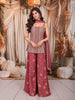 Muted Raspberry Pink Abstract Sequins and Beads Embroidered Design Banarasi Party Wear Palazzo Suit with Matching Dupatta