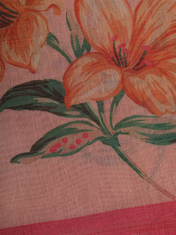 Muted Rose Pink floral Design Semi Tissue Saree - Diadem