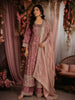 Muted Rosewood Pink Floral Zari and Mirror Embroidered Design Tissue Organza Salwar Suit