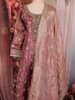 Muted Rosewood Pink Floral Zari and Mirror Embroidered Design Tissue Organza Salwar Suit
