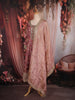 Muted Rosewood Pink Floral Zari and Mirror Embroidered Design Tissue Organza Salwar Suit