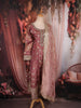 Muted Rosewood Pink Floral Zari and Mirror Embroidered Design Tissue Organza Salwar Suit