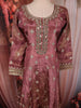 Muted Rosewood Pink Floral Zari and Mirror Embroidered Design Tissue Organza Salwar Suit