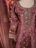 Muted Rosewood Pink Floral Zari and Mirror Embroidered Design Tissue Organza Salwar Suit