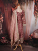 Muted Rosewood Pink Floral Zari and Mirror Embroidered Design Tissue Organza Salwar Suit