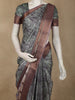Muted Sage Green Abstract Printed Design Semi Tussar Saree