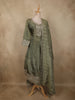 Muted Sage Green Butta Zari Woven Design Tissue SIlk Palazzo Suit with Dupatta